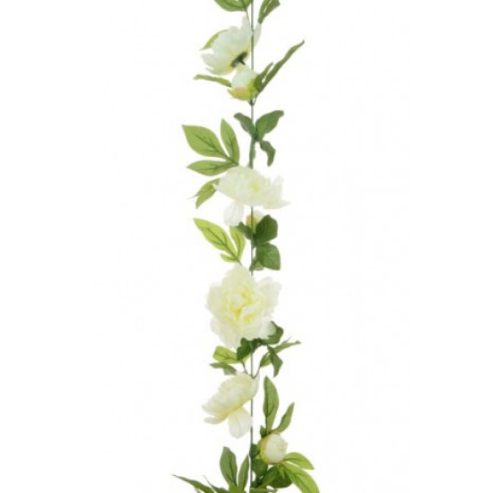 Artificial Peony Flowers Garland Cream 180cm Artificial Flowers